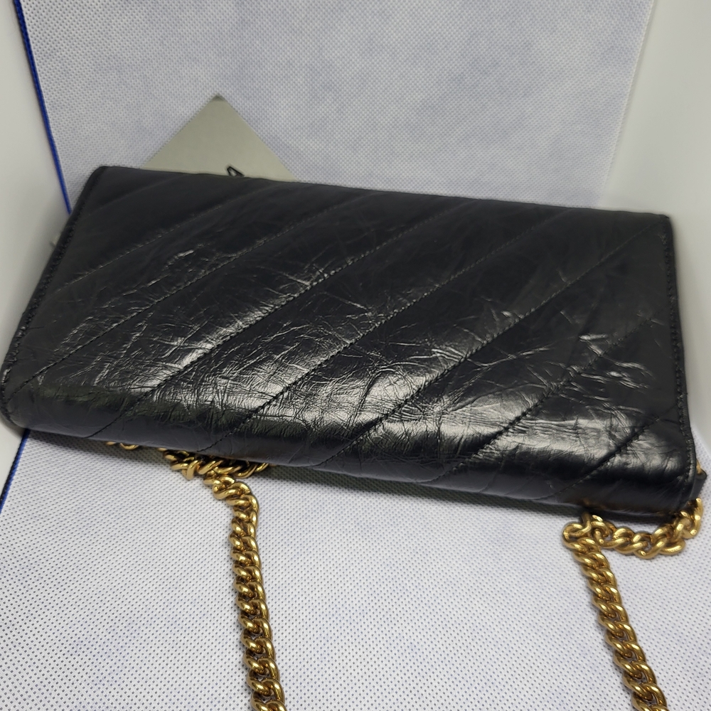 Balenciaga Black Quilted Clutch with Gold Chain. - Picture 13 of 14